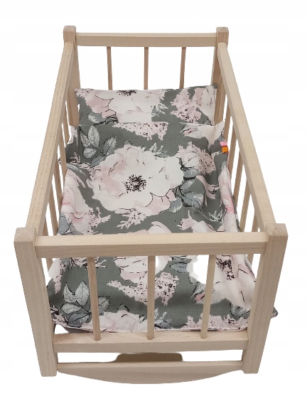 KOŁYSKA DLA LALEK DREWNIANA DLA LALKI +POŚCIEL 3EL