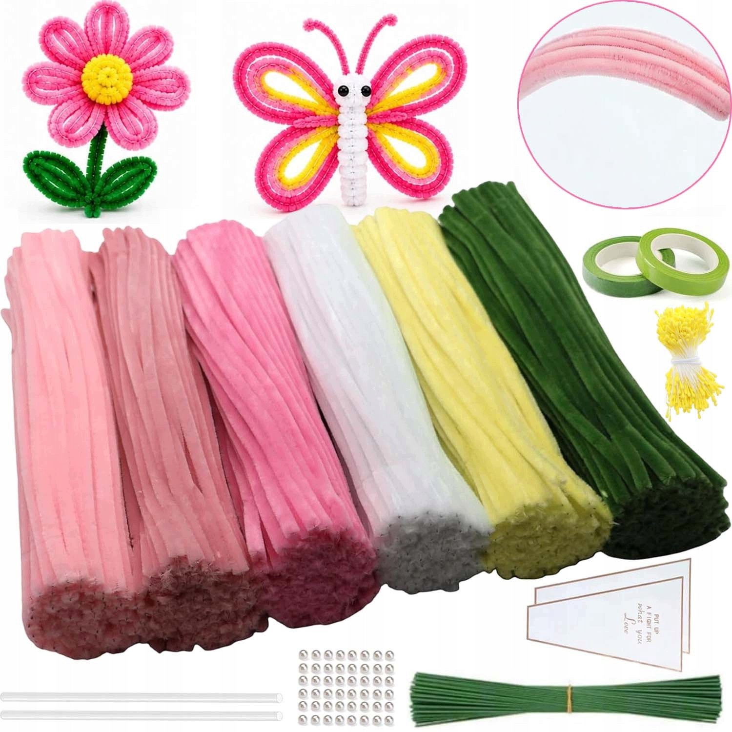 Kreativní Drátky Floristické Set 500 Ks Růžové Nadýchané Vytěráky