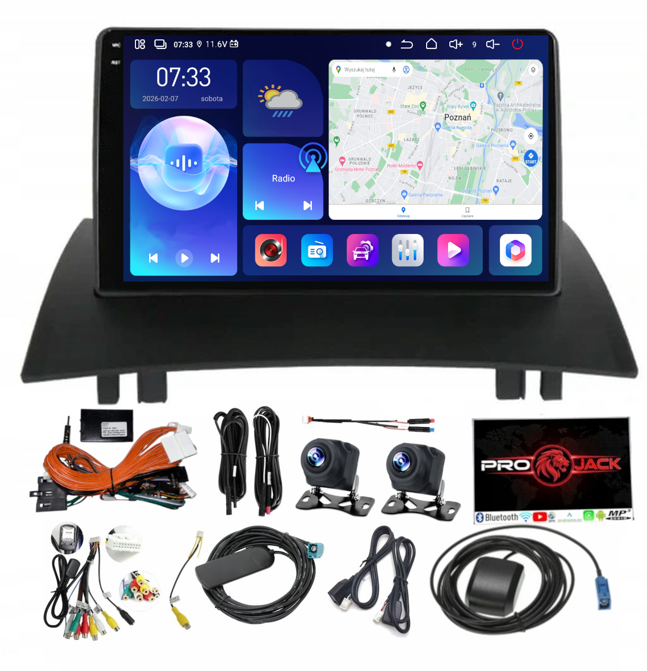 Navigační Rádio Carplay Android Renault Megane 2002-09 Usb 6GB 128GB Sim