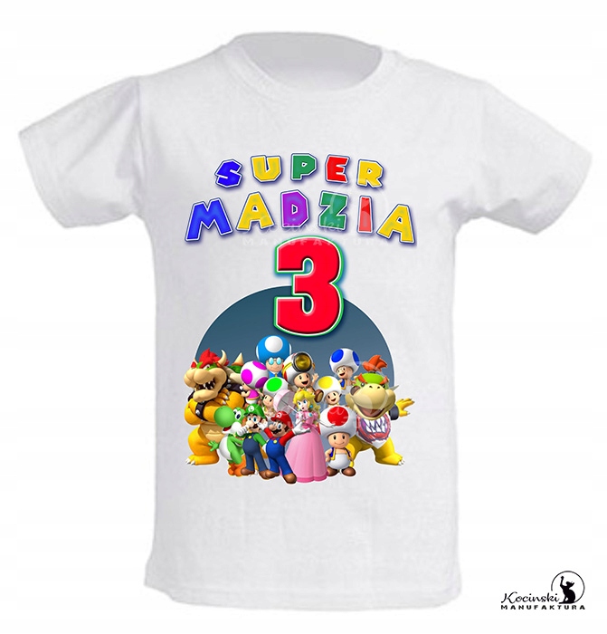 ДЕТСКАЯ ФУТБОЛКА СУПЕР МАРИО - 7-8 ЛЕТ ДЕНЬ РОЖДЕНИЯ