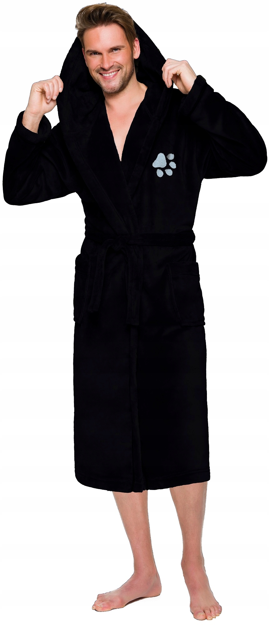 ŁAPKA CIEPŁY DŁUGI SZLAFROK MĘSKI Z KAPTUREM XL Materiał dominujący wellsoft