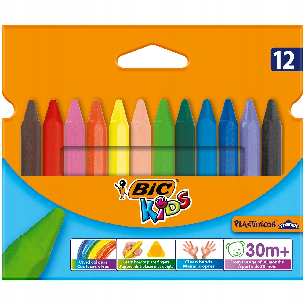 Kredki Woskowe BIC KIDS Plastidecor 12 kolorów
