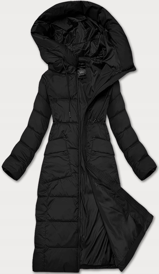 Prošívaná Dlouhá Bunda 7767 Černá 52