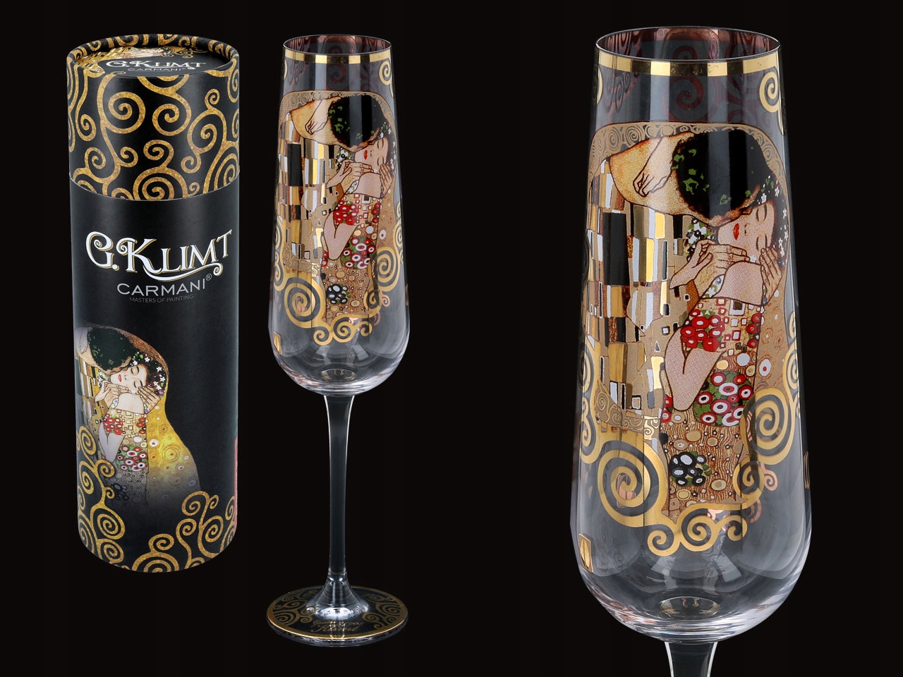 Sklenička Na Šampaňské Gustav Klimt Polibek Skleněná Sklenička Dárek