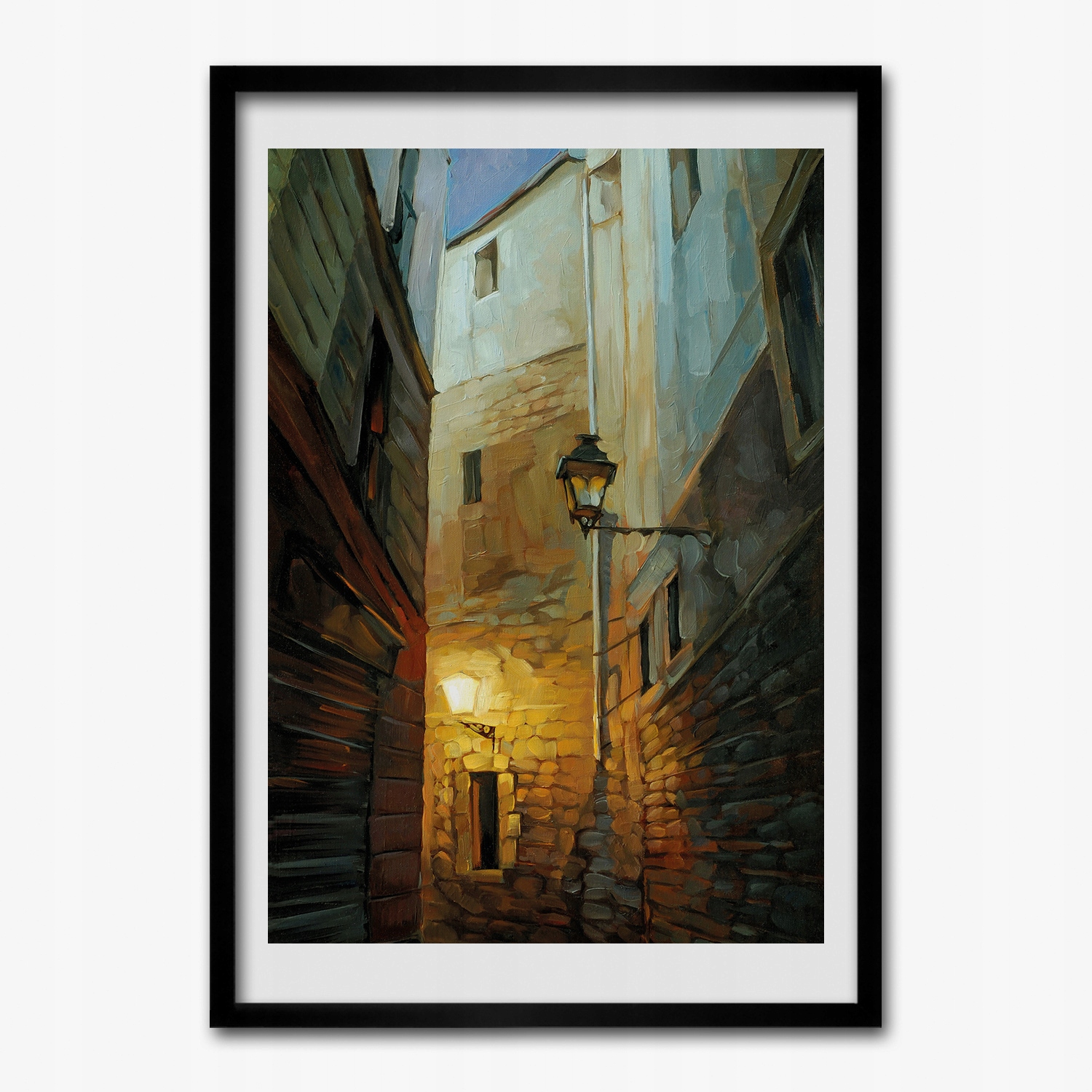 Obraz v rámu na zeď Ulice lampa grafika 70x100