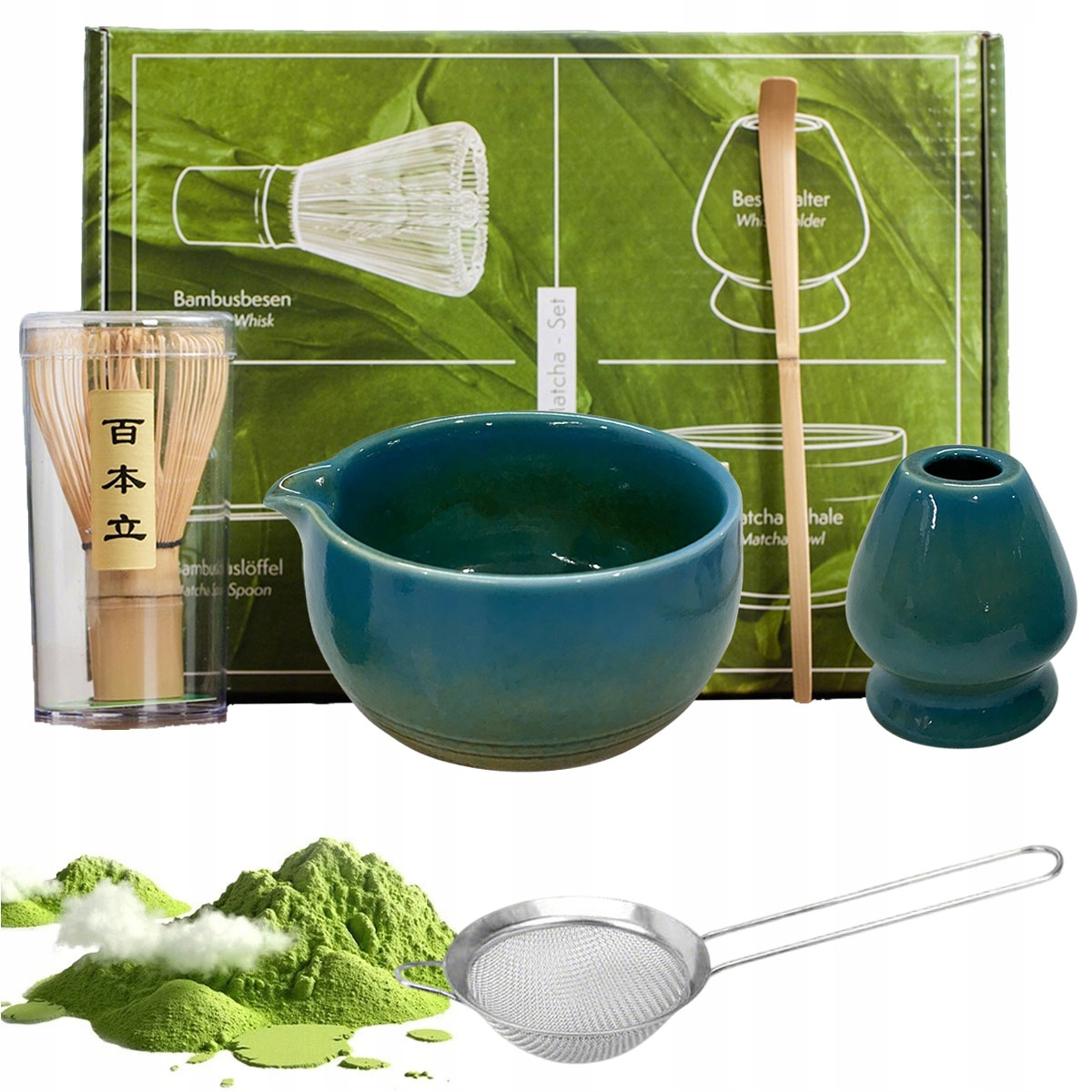 Sada Na Matchu Japonský Styl S Šálek Metlou Podstavec Lžička 5KS