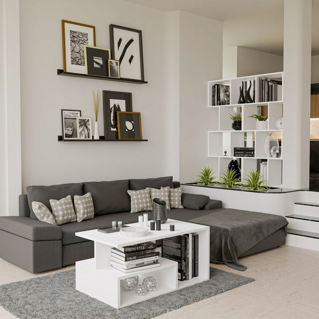 REGAŁ OTWARTY STOJĄCY BIAŁY PÓŁKA SZAFKA FRIST 4P Głębokość mebla 30.01 cm