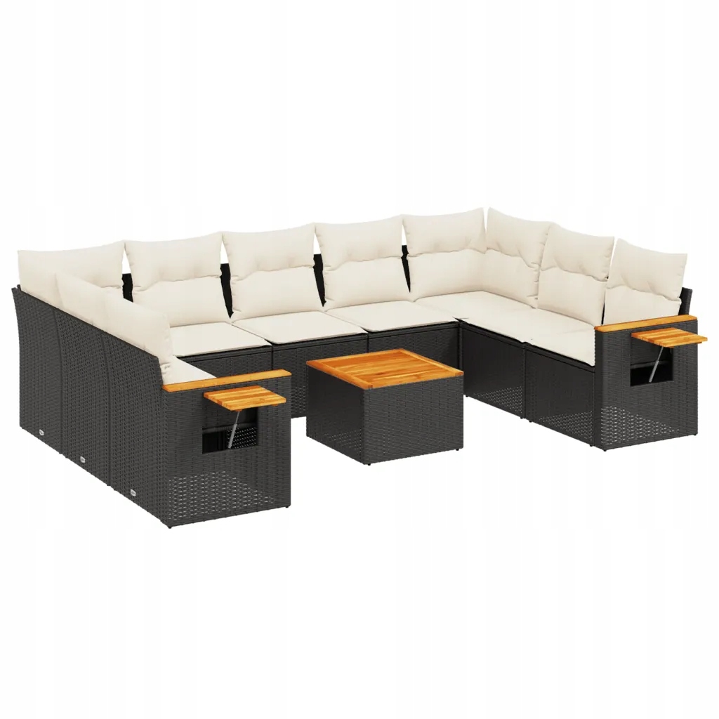 Set zahradního nábytku technorattan vidaXL černý 10 el.