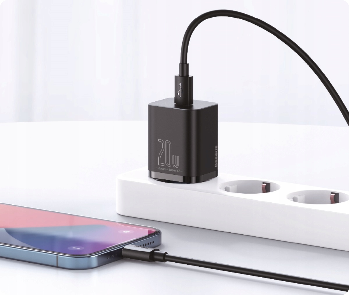 BASEUS SZYBKA ŁADOWARKA DO TELEFONU IPHONE ZASILACZ USB-C TYP-C QC 20W PD Waga produktu z opakowaniem jednostkowym 0.09 kg