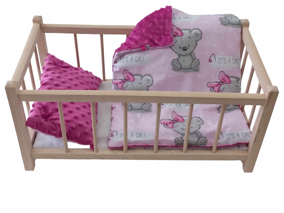 DREWNIANE ŁÓŻECZKO dla lalek + POŚCIEL - PRODUCENT