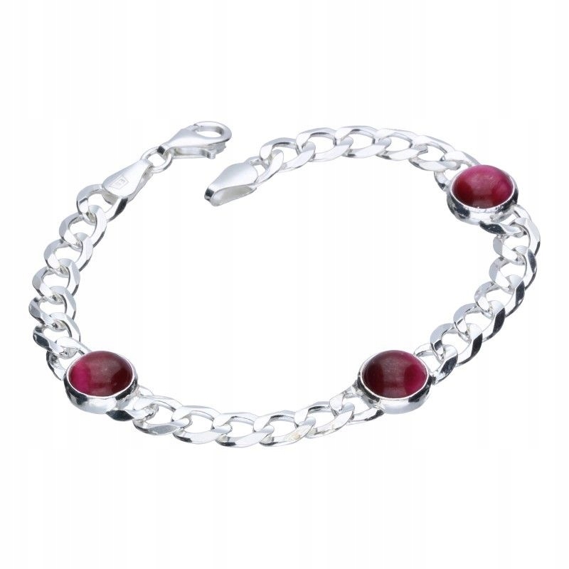 Náramek stříbro geometrický vzor 925 s granáty 9.39 g jako dárek