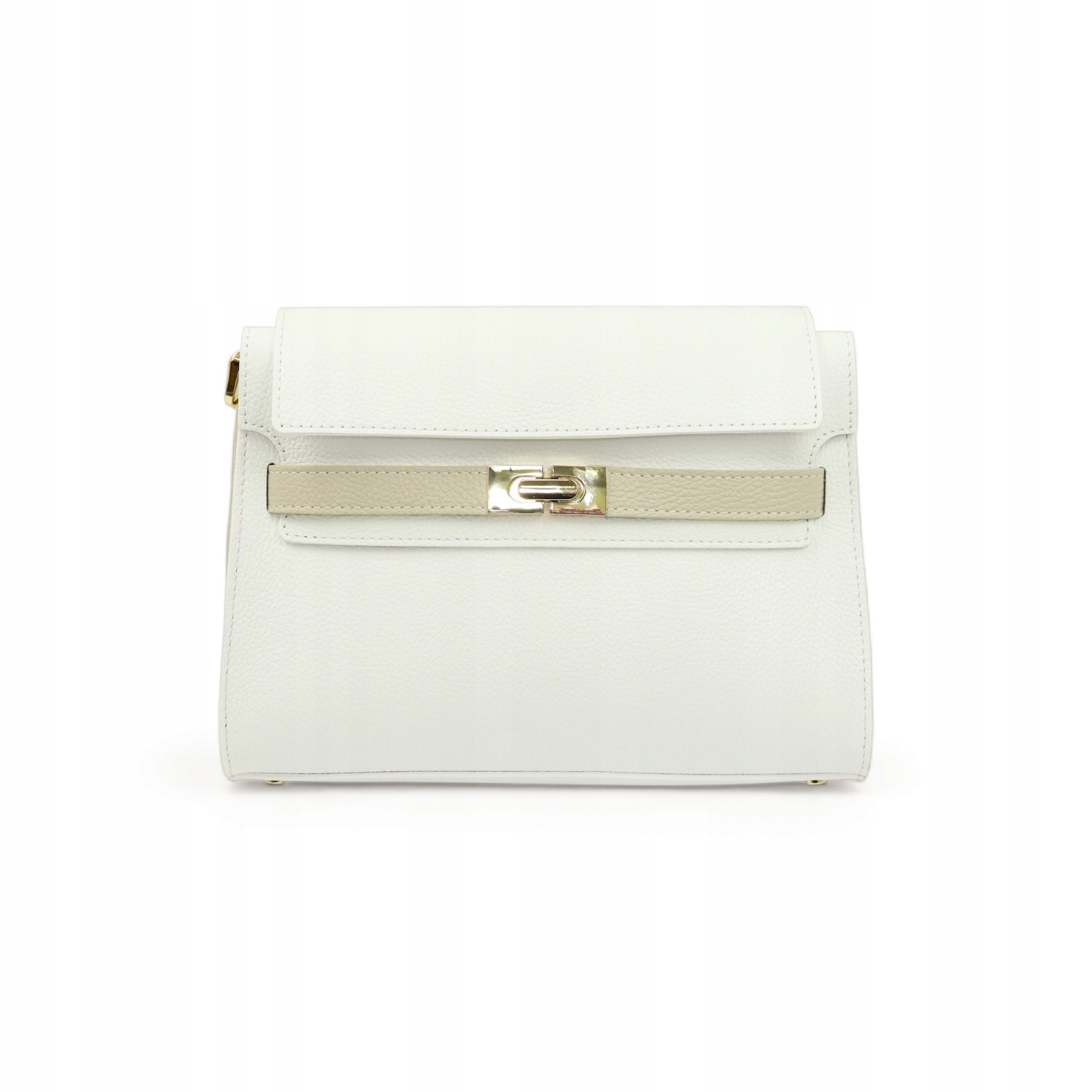 Kabelka Kufřík z přírodní kůže Mia-M bílá-béžová