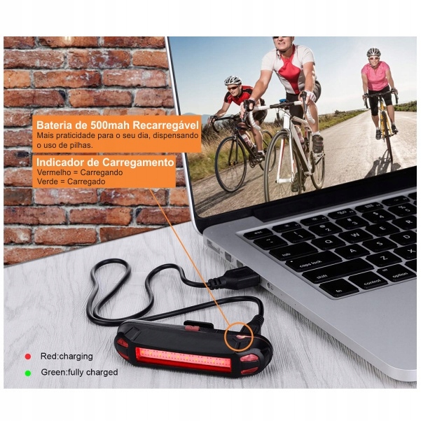 Rowerowe światło Ładowanie USB 500 mAh czerwone Rodzaj przednie