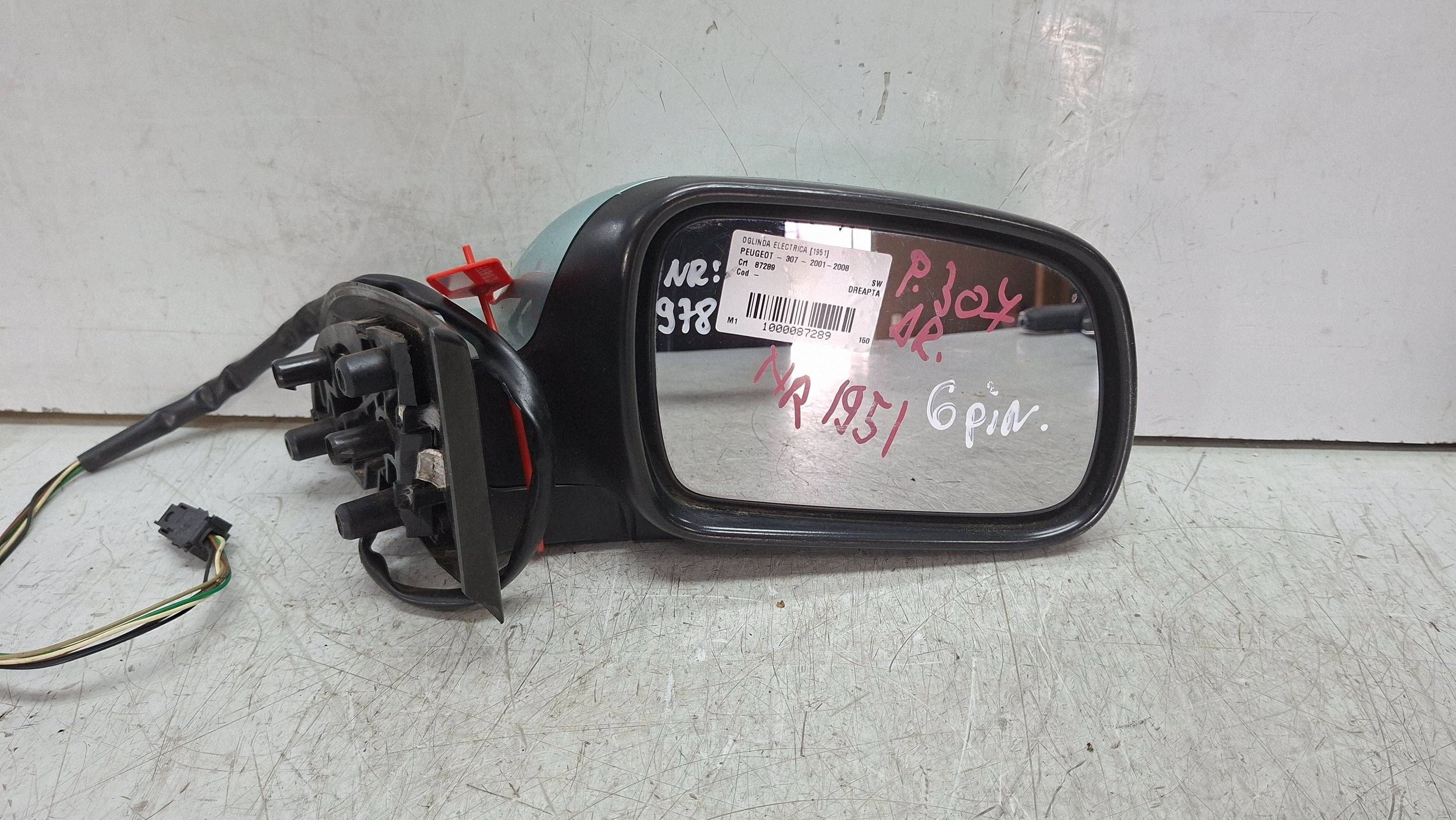 mirror right 6 vertical 96347734XT PEUGEOT 307 2001