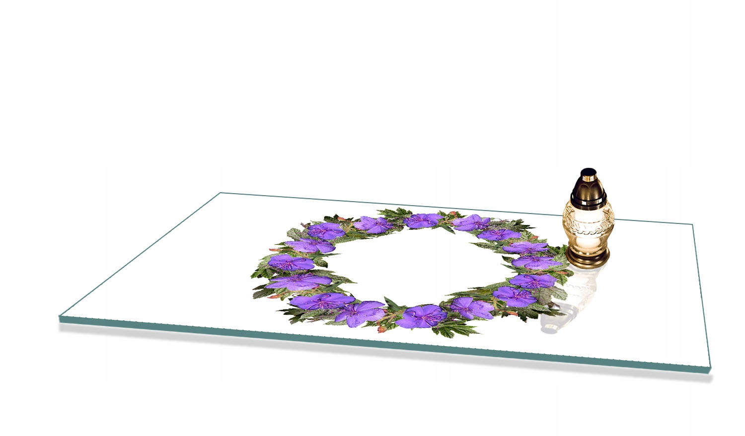 Podstavec na hřbitov Věnec Květiny pod Hřbitovní Svíčka tvrzené sklo 80x52 cm