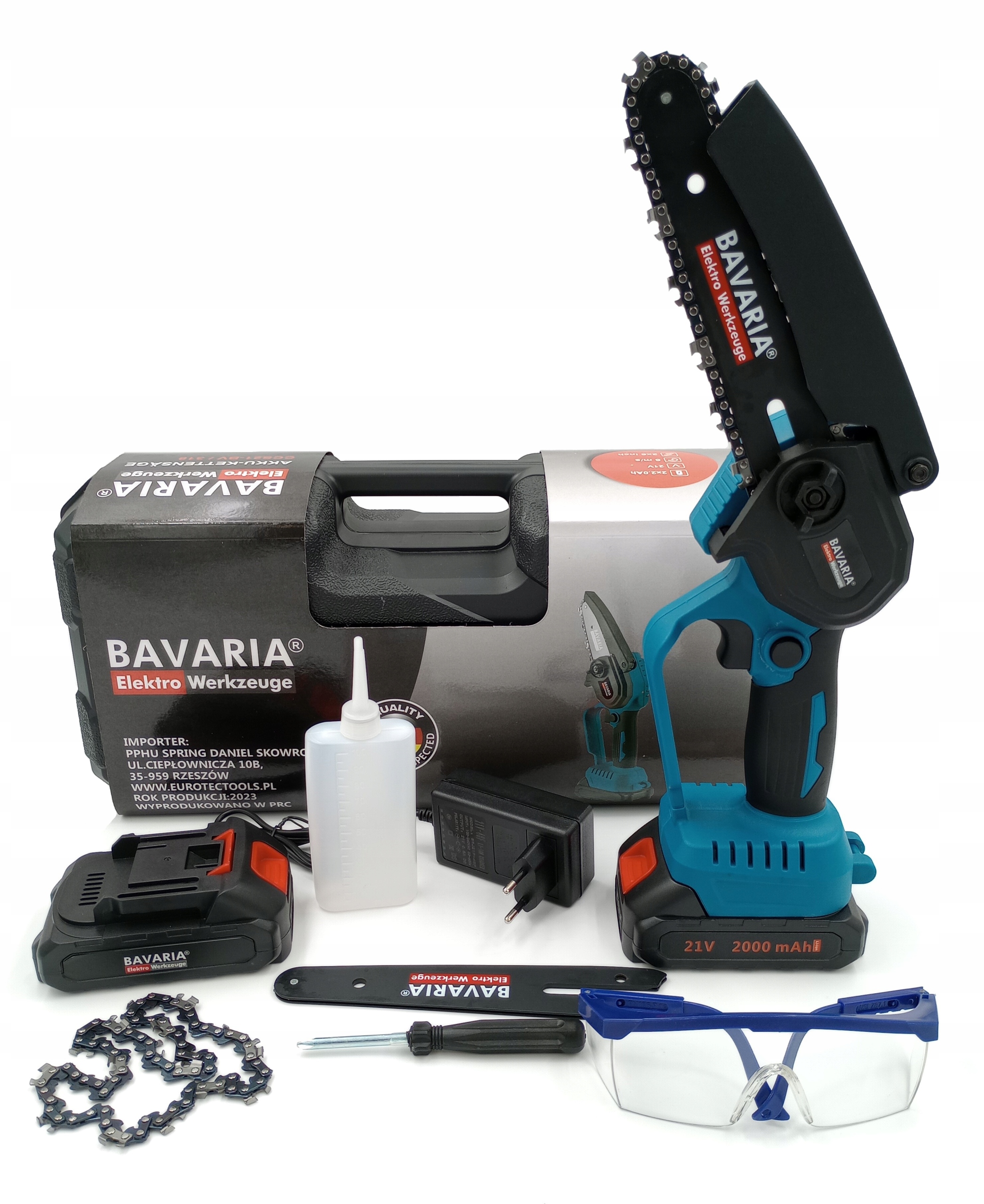 PIŁA ŁAŃCUCHOWA AKUMULATOROWA PILARKA 6 CALI 2x AKU BAVARIA 21V + WALIZKA Kod producenta CCS21-BV