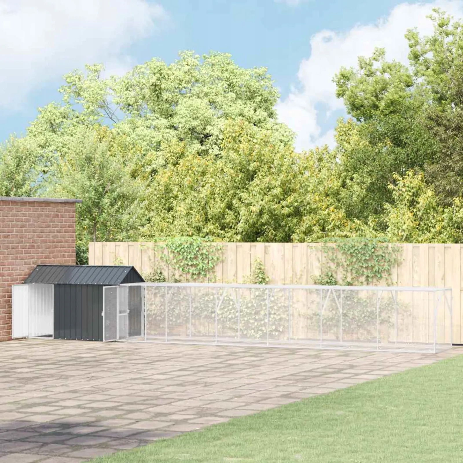 vidaXL Ptačí klec Antracit 821,5 x 111 x 142 cm Pozinkovaná ocel