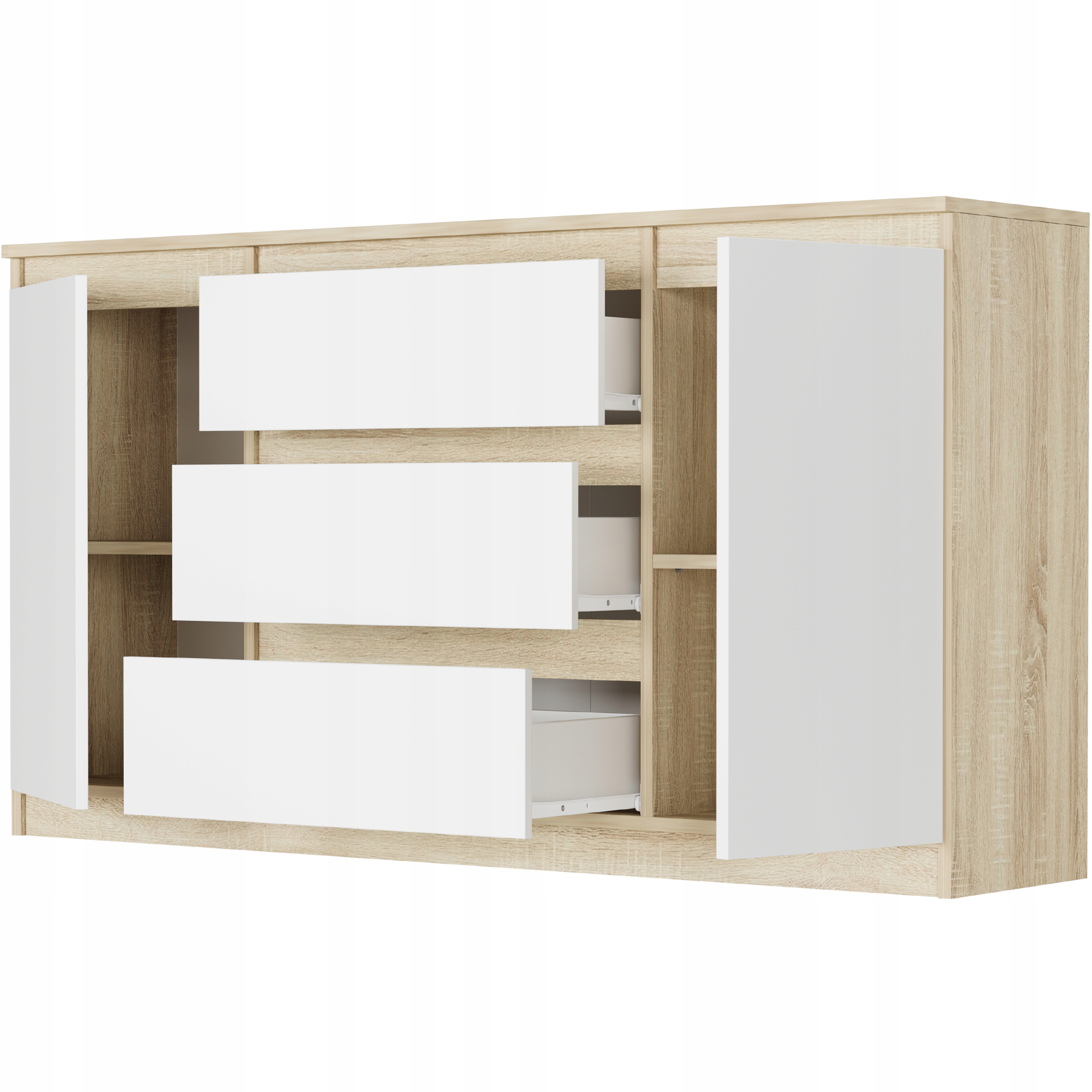 KOMODA 140 SZAFKA 3 SZUFLADY 2 PÓŁKI R-140-S3 MIX SONOMA