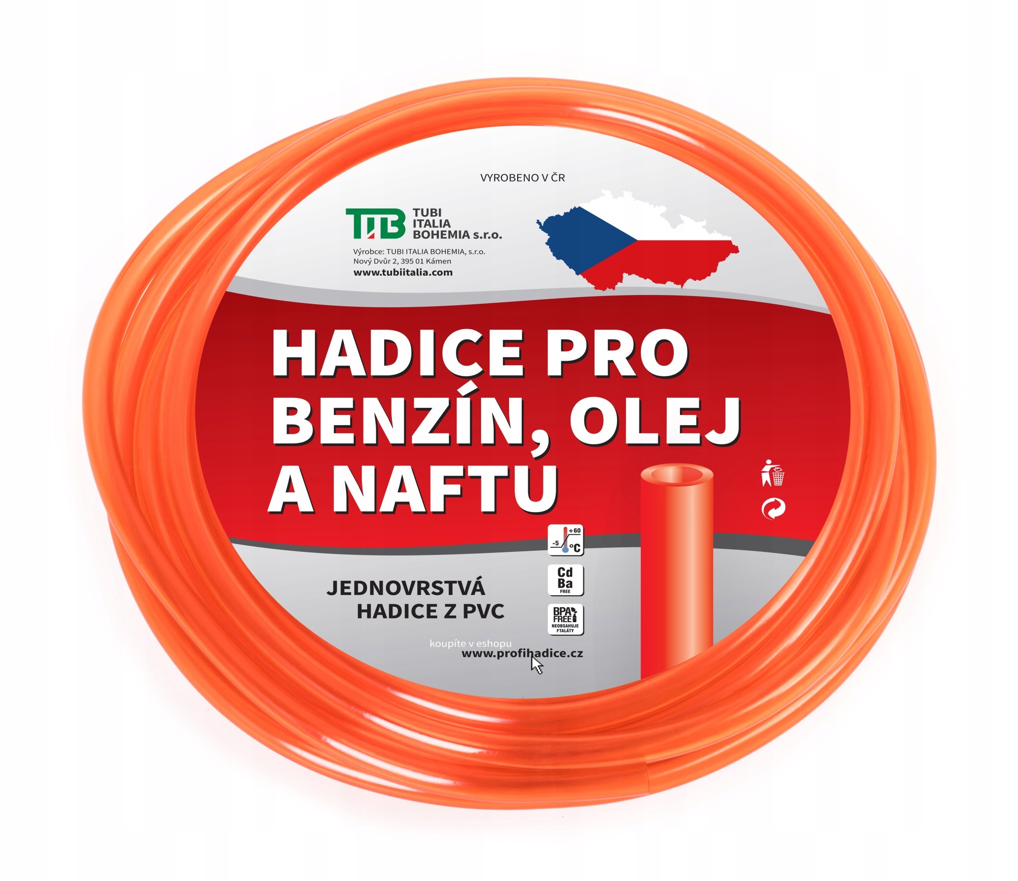 Jednovrstvá hadice na benzín 4x6 mm 200 m