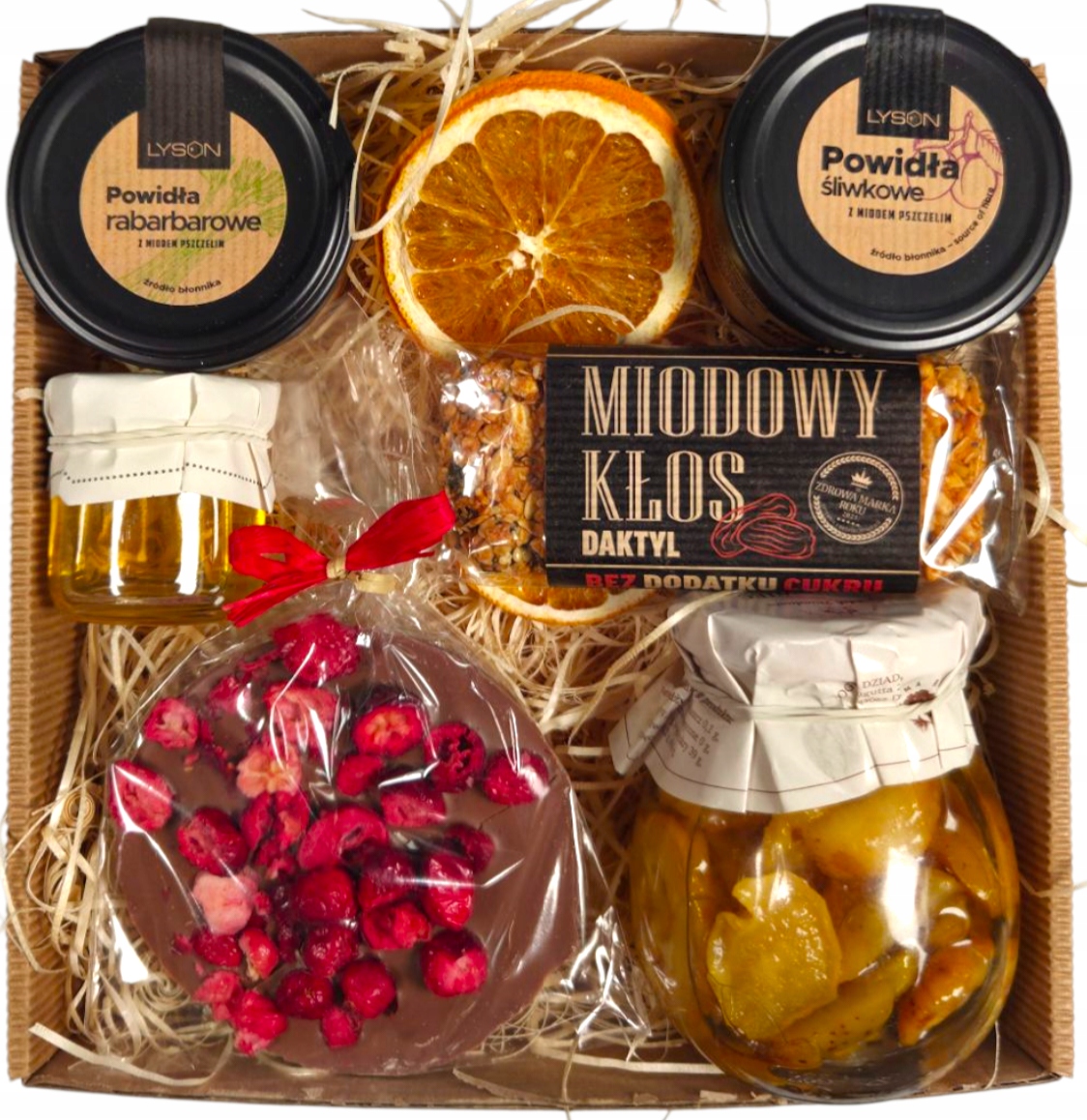 Levně Velký Box dárek povidla ovoce v sirupu med tyčinka narozeniny