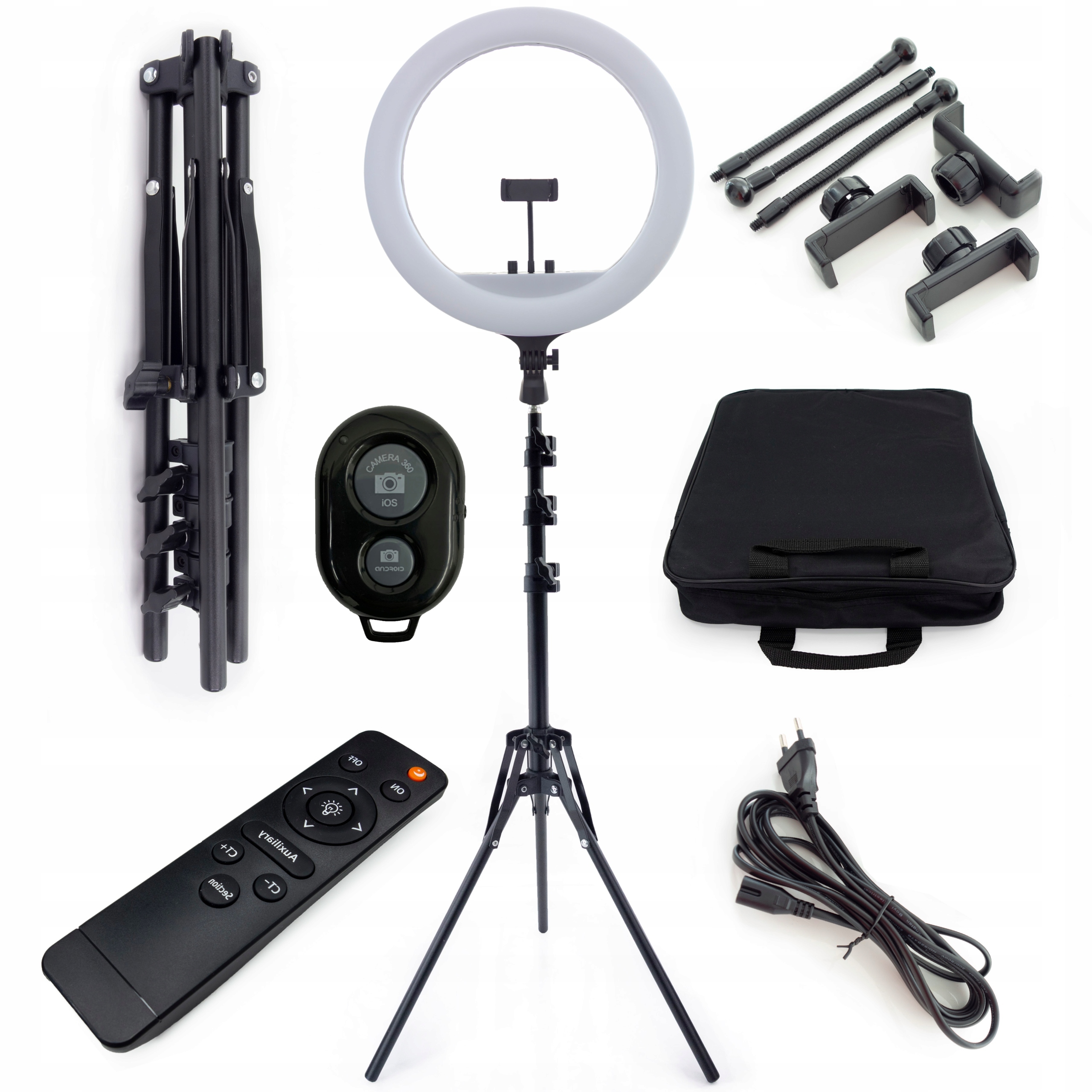 LAMPA PIERŚCIENIOWA RING LED DUŻA Z STATYWEM DO ZDJĘĆ VIDEO + PILOT + TORBA Kod producenta lampa ring LED do nagrywania do zdjęć filmów