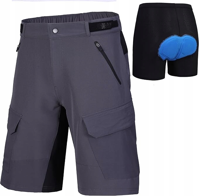 Męskie Spodenki Rowerowe Kolarki Mtb Z Wkładką 3XL szary