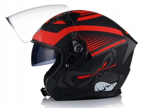 Otwarty Kask Motocyklowy Czerwony Skuter Motocykl Blenda Homologacja L