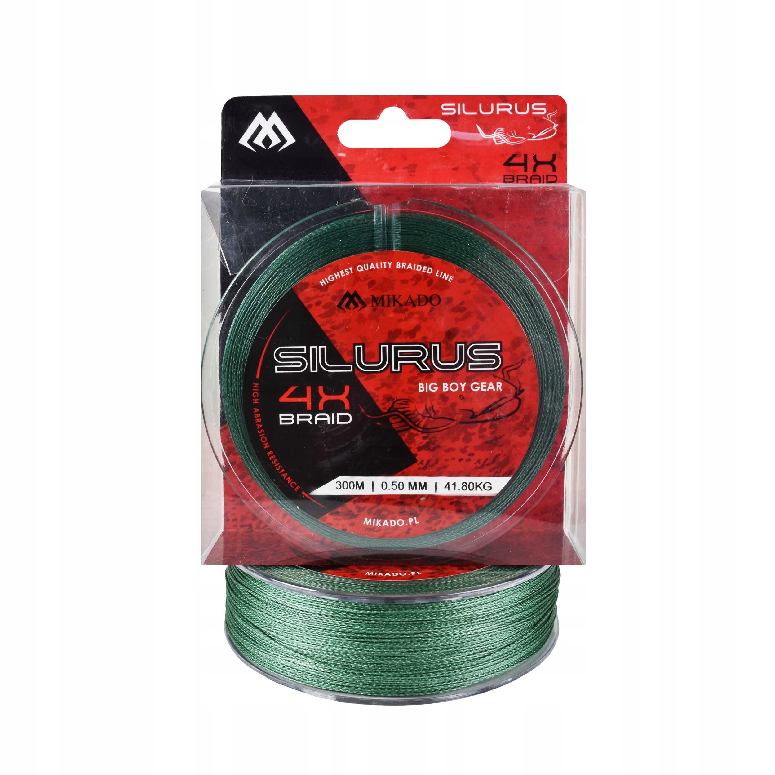 Plecionka sumowa 4splotowa Mikado Silurus 0.50mm 300m zielona 41,80kg 1szt