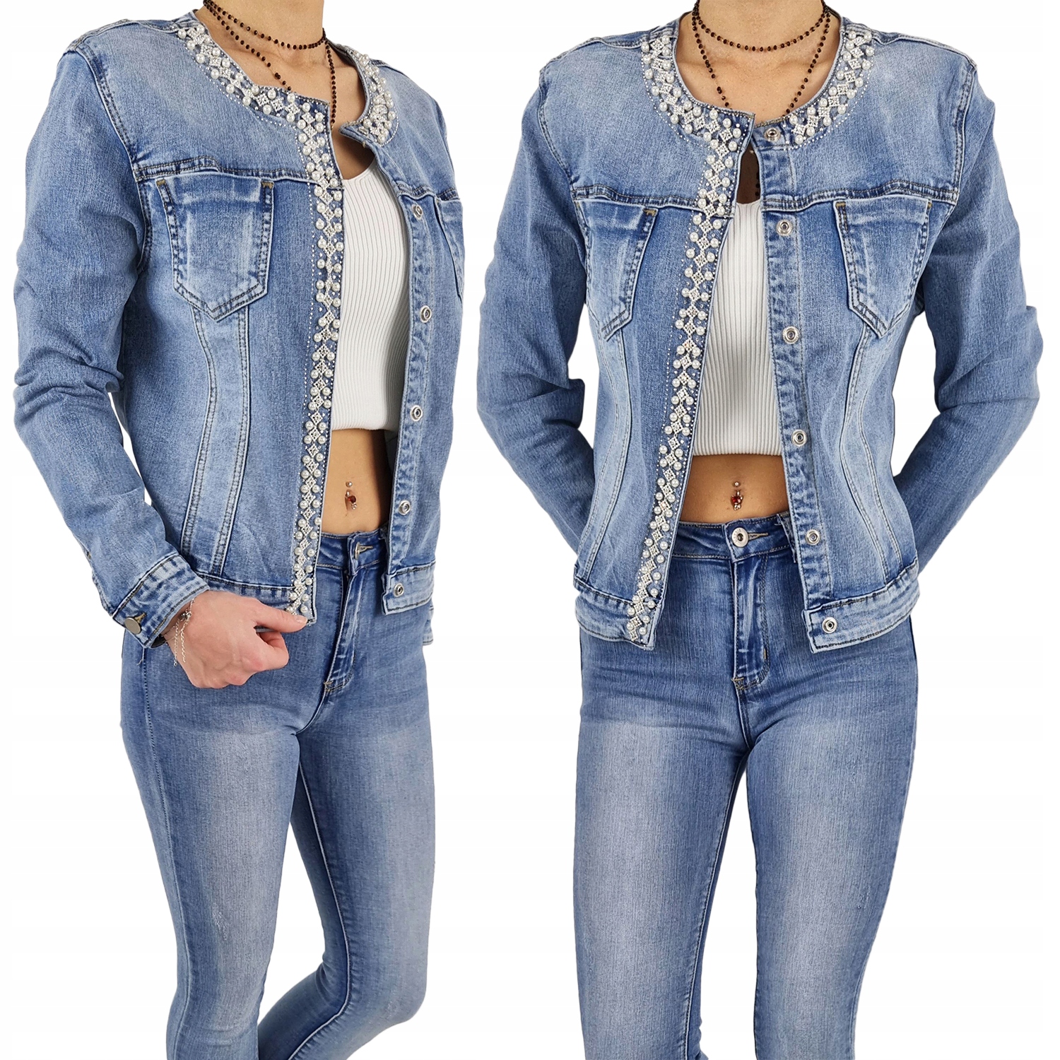 Kurtka Jeansowa Katana Damska Plus Size Blue