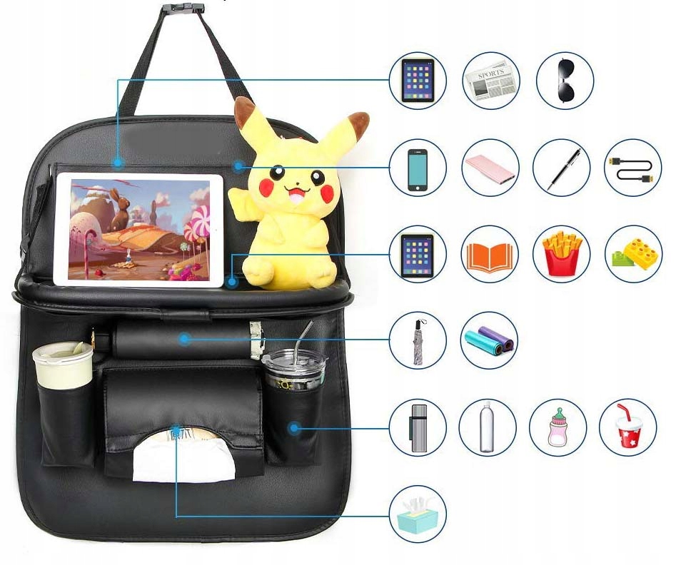 ORGANIZER SAMOCHODOWY NA FOTEL DO AUTA OCHRANIACZ OSŁONA CZARNY NA TABLET Producent części Inny