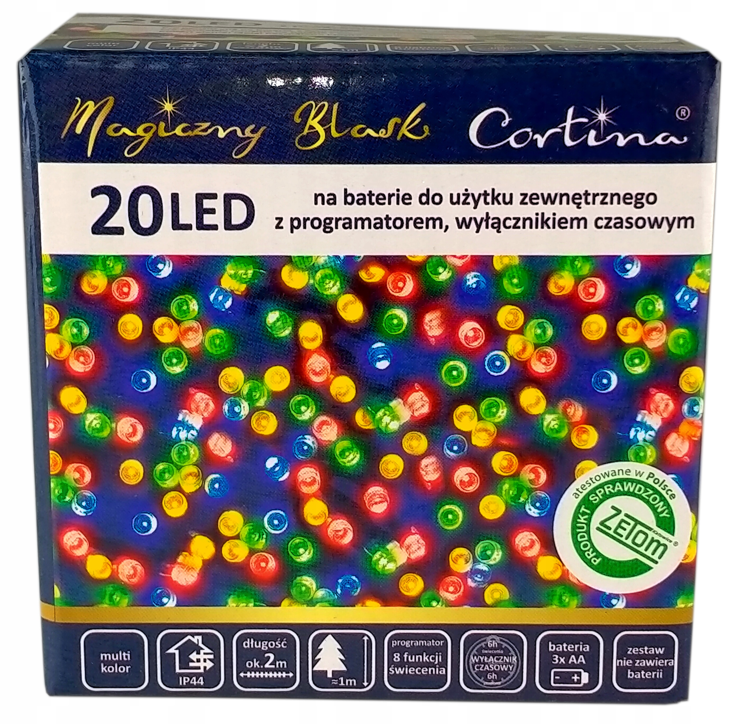 LAMPKI CHOINKOWE ZEWNĘTRZNE NA BATERIE AA 20 LED FUNKCJE TIMER 2 METRY Stan opakowania oryginalne