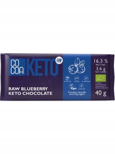 Levně 3x Čokoláda Keto s borůvkami a Mct olejem bez cukru 40 g Cocoa Bio