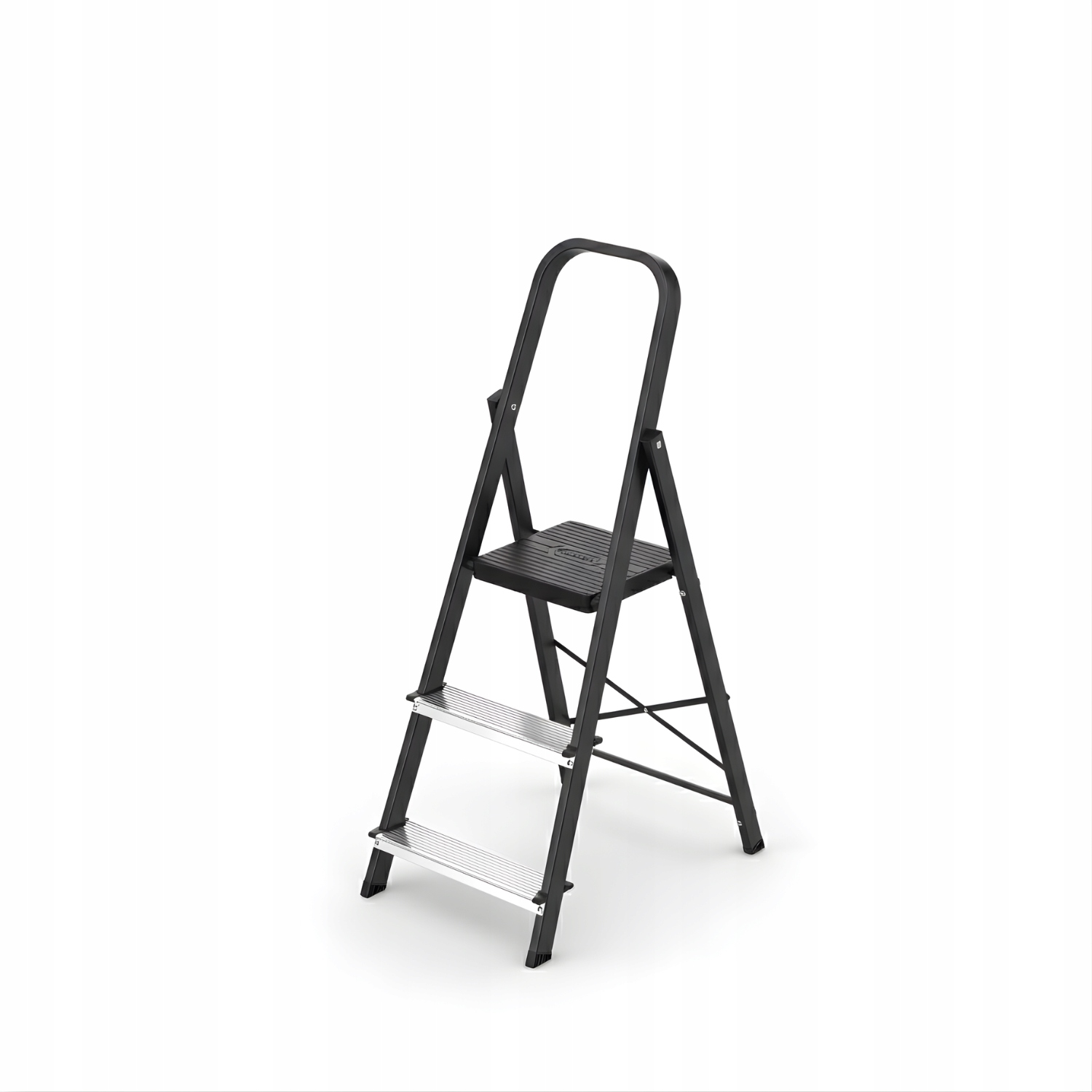 Drabina aluminiowa stalowa domowa HIGHER 3 stopnie 150 kg MOCNA — 14