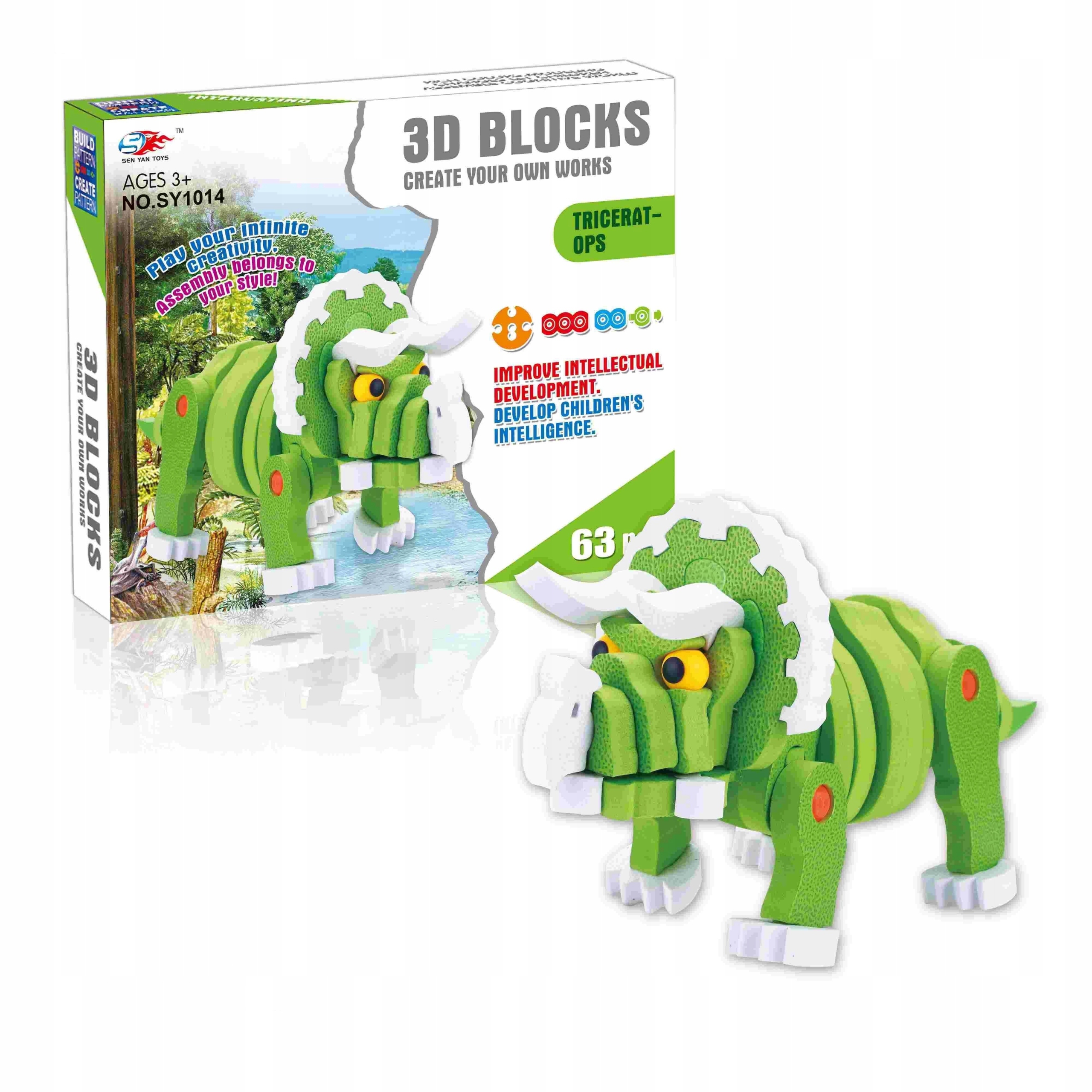 

Dinozaur Triceratops Klocki Piankowe Puzzle 63EL