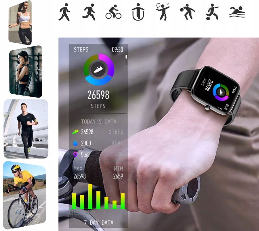 SMARTWATCH TEMPERATURA CIAŁA PULS RUBICON RNCE79 C Szkiełko akrylowe