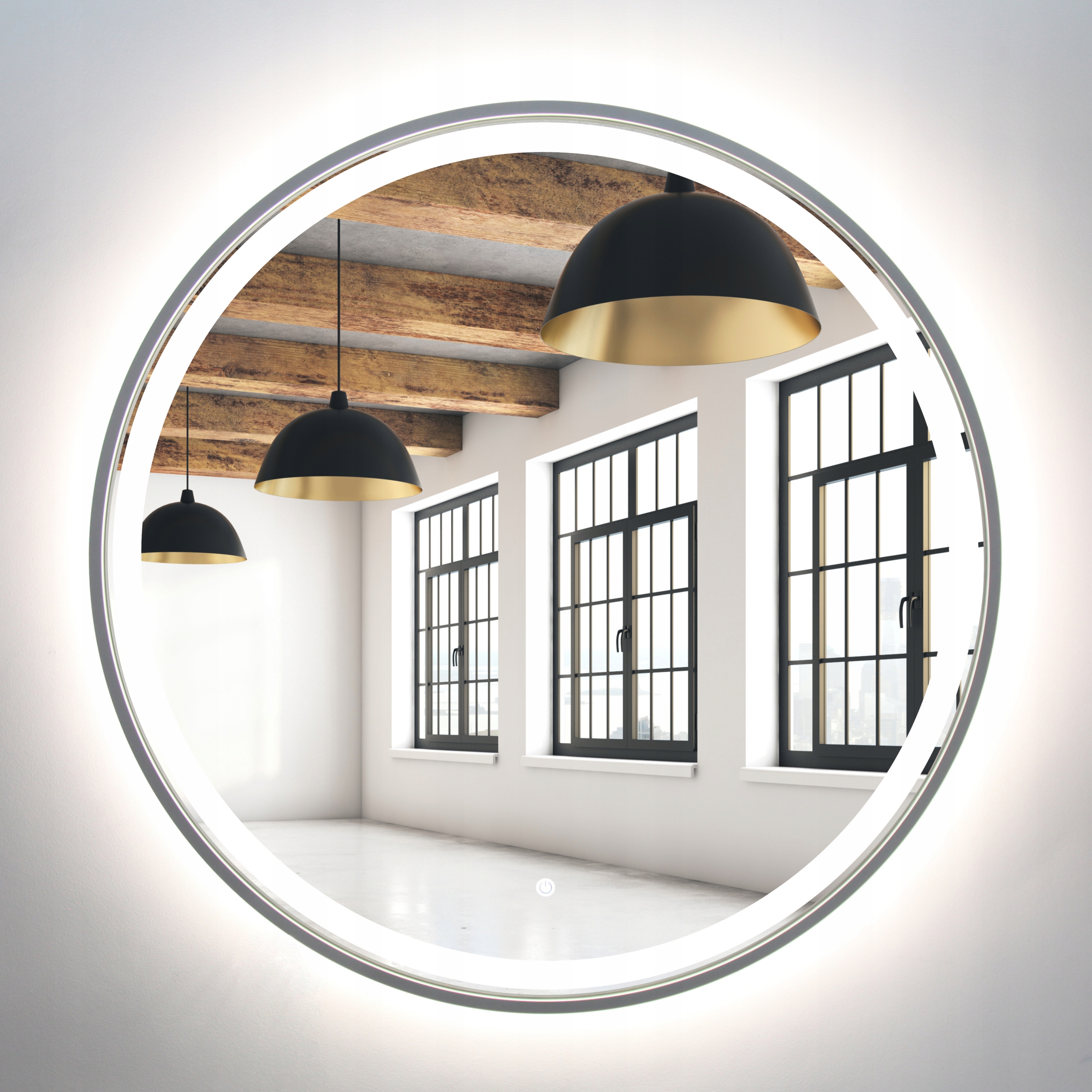 LUSTRO OKRĄGŁE PODŚWIETLANE LED SREBRNE 70 CM Marka Lawabo Mebel