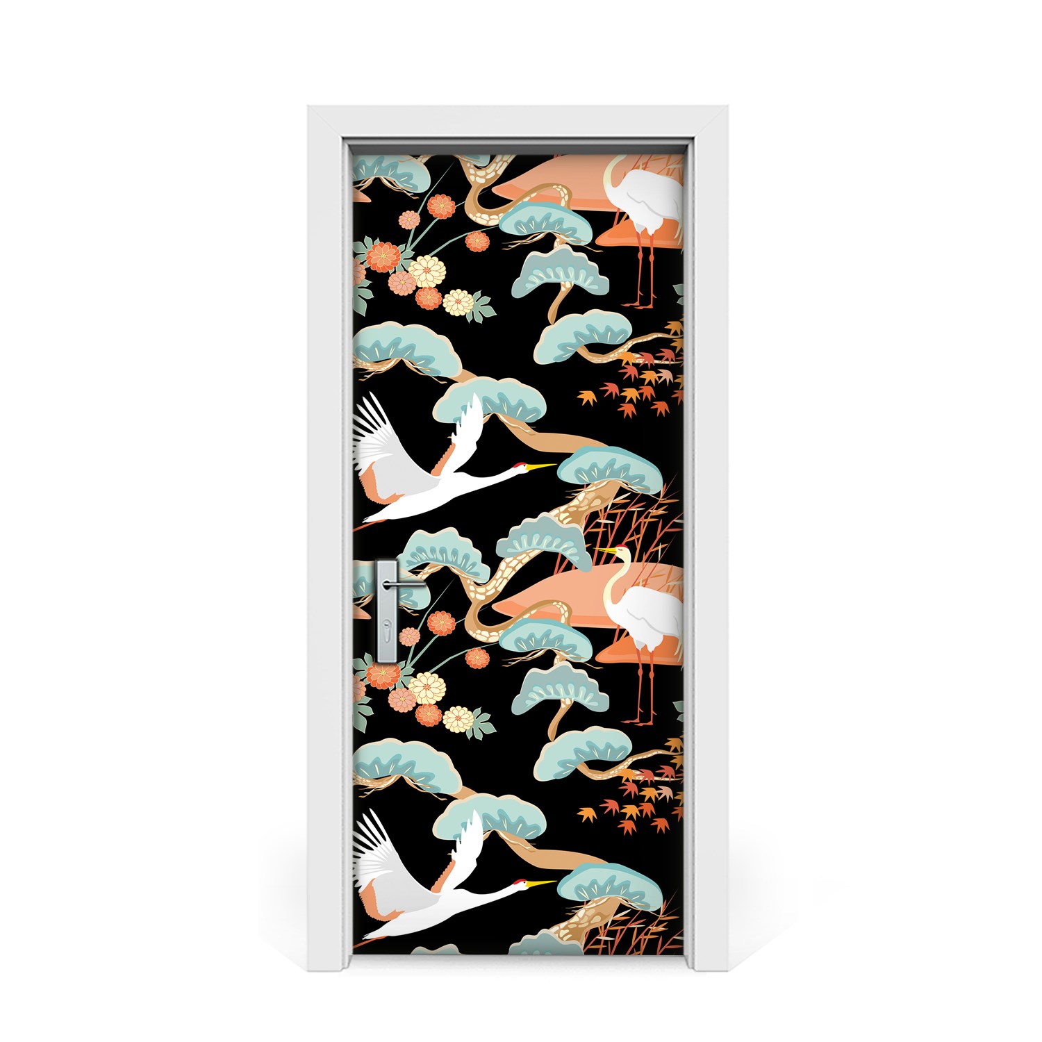 

Naklejka na drzwi okleina Malowane czaple 85x205