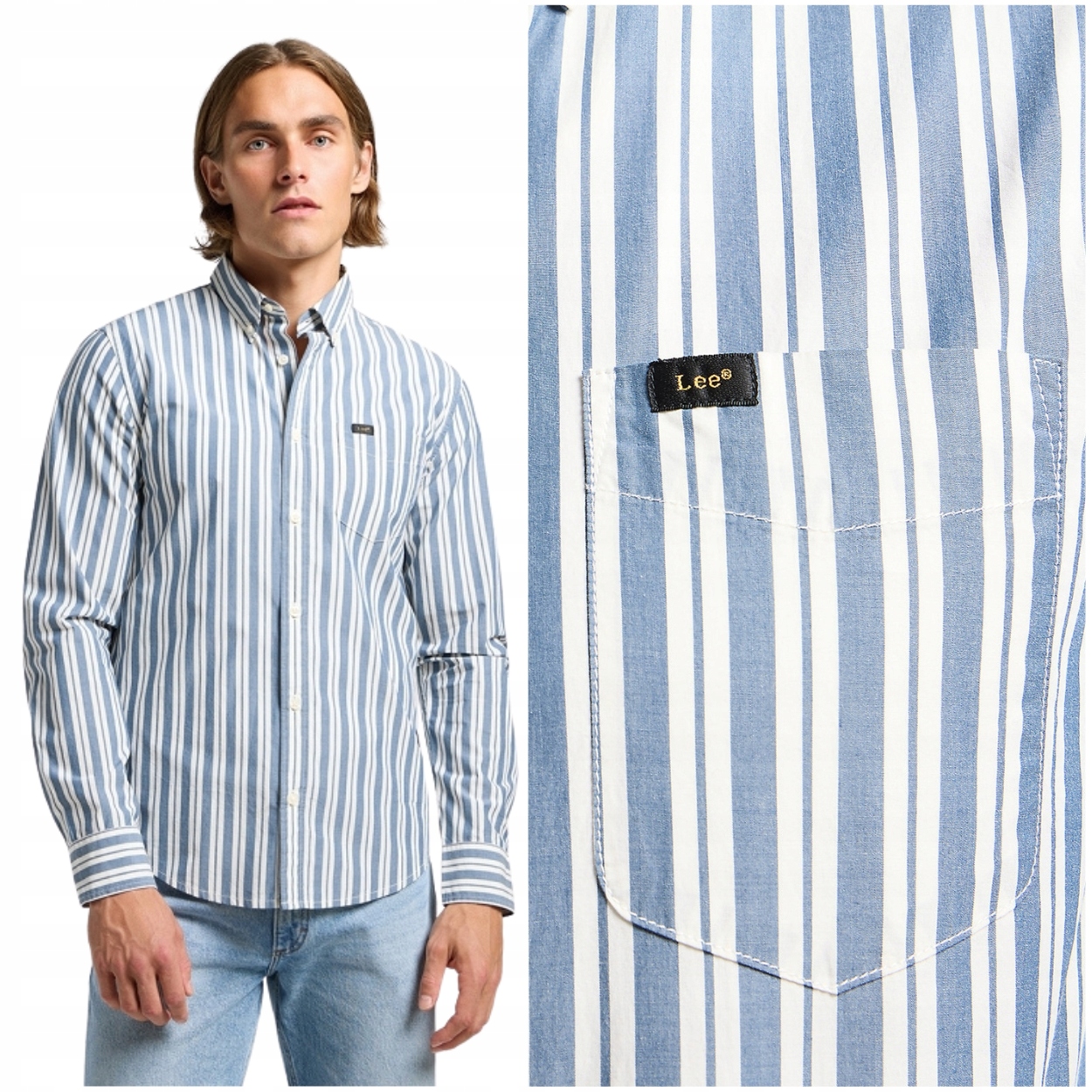 Lee Button Down Orion Stripe klasická pánská bavlněná košile s proužky XXL