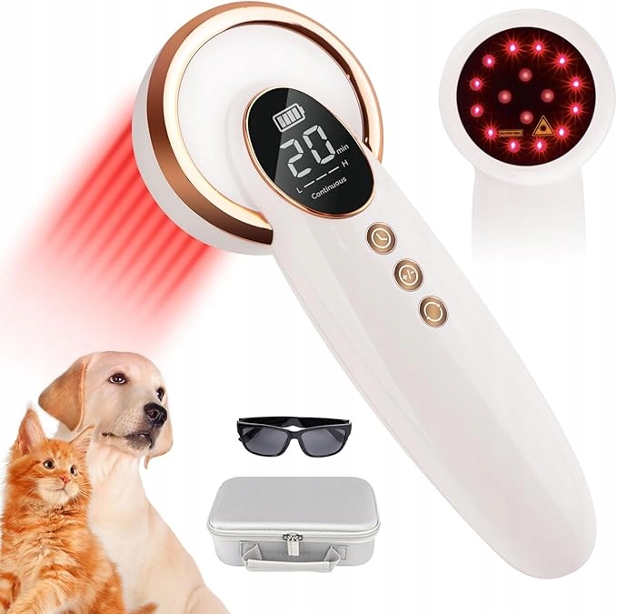 Ruční terapeutický laser pro lidi a zvířata s Pouzdro 12x650 nm 4x808 nm