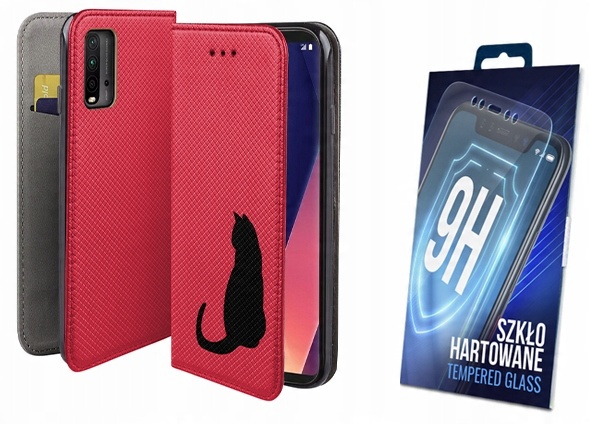 

Etui Z Klapką Do Xiaomi Redmi 9T Wzór Kot Szkło