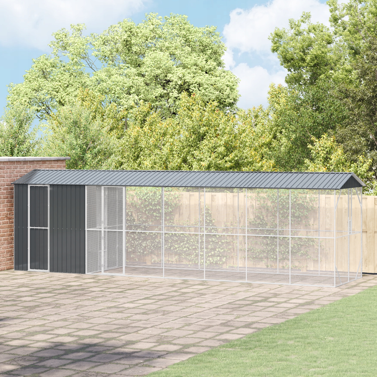 Levně Ptákovská voliéra s rozšířením antracitová 210x838x247 cm ocel Šedá 3325155