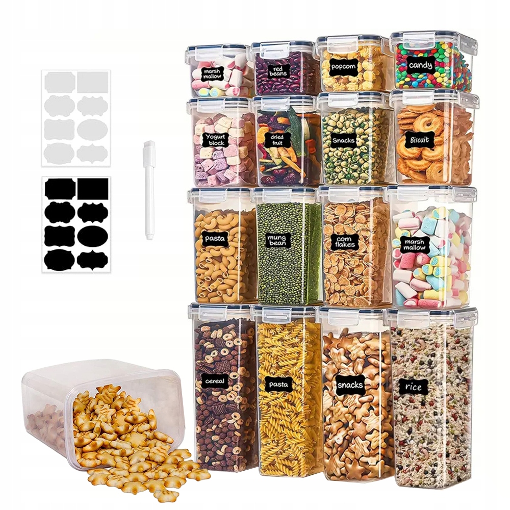 16 X Kuchyňská Kolekce Nádob Na Suché Výrobky S Plastovým Těsněním