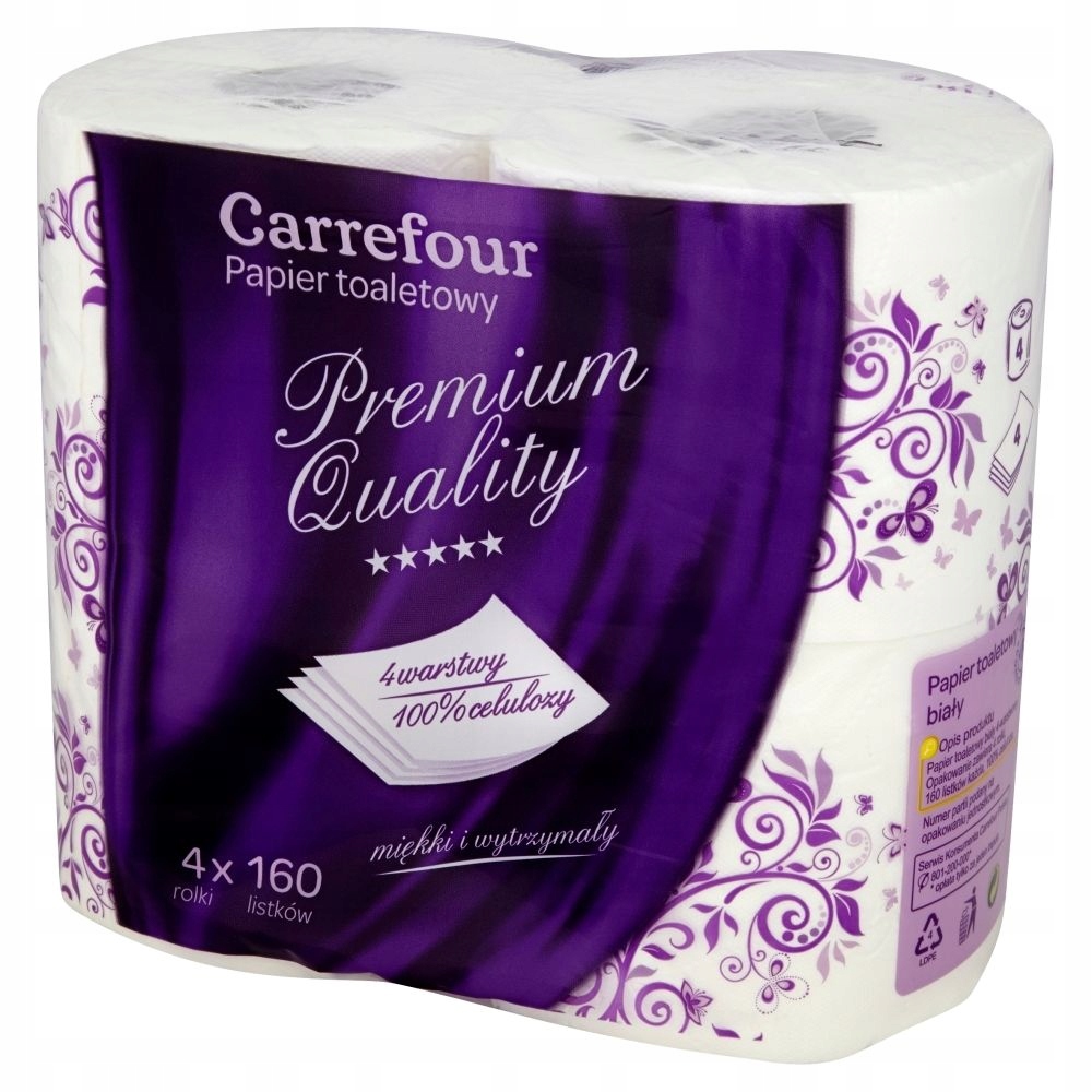 

Papier toaletowy bezzapachowy Carrefour 4 szt.