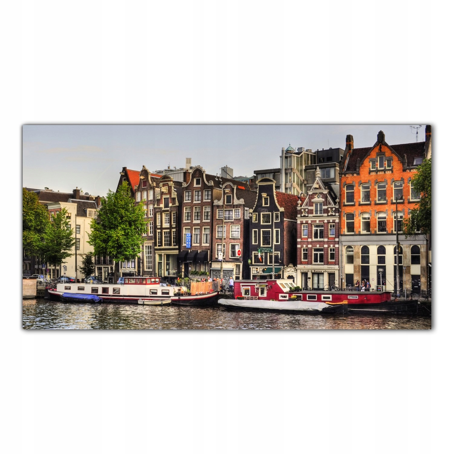 

Obraz na szkle Foto Amsterdam Kanał Łódka 100x50