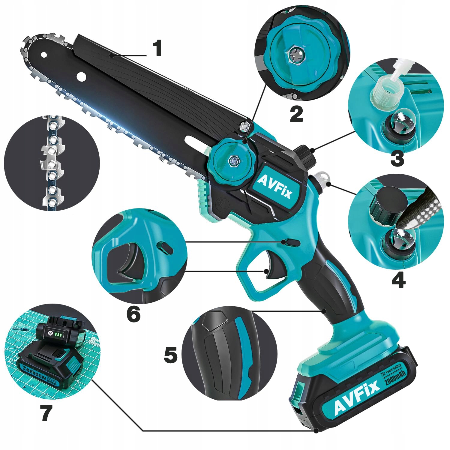 Piła łańcuchowa Rilbstix 1200 W 2*aku 3*łańcuch Zasilanie akumulatorowe