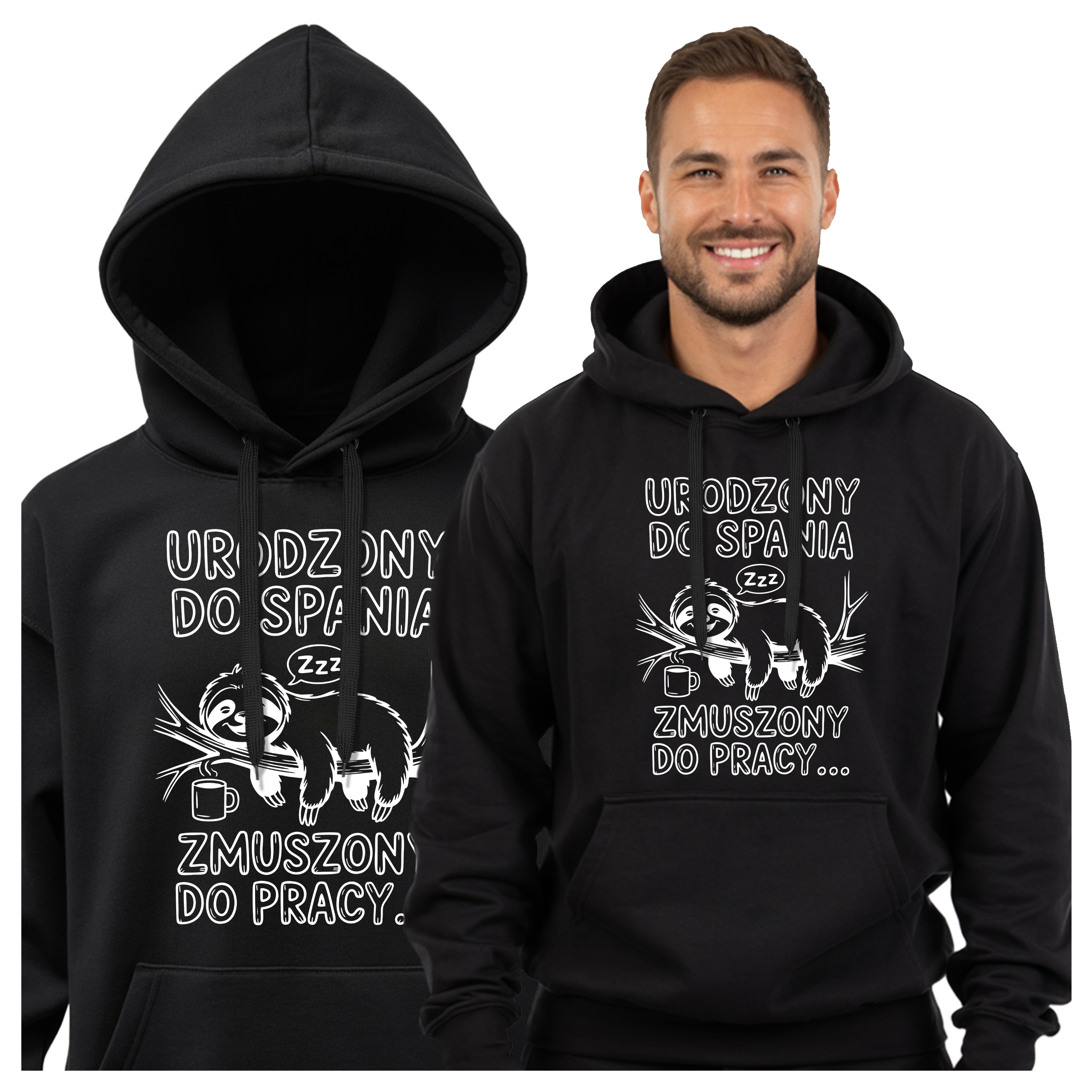 Pánská Mikina S Vtipným Potiskem Dárek Narozený Ke Spaní Nucen Pracovat