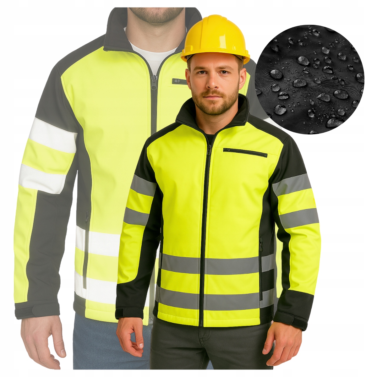 Pánská nepromokavá pracovní bunda Softshell Reflexní Zateplená žlutá vel. L