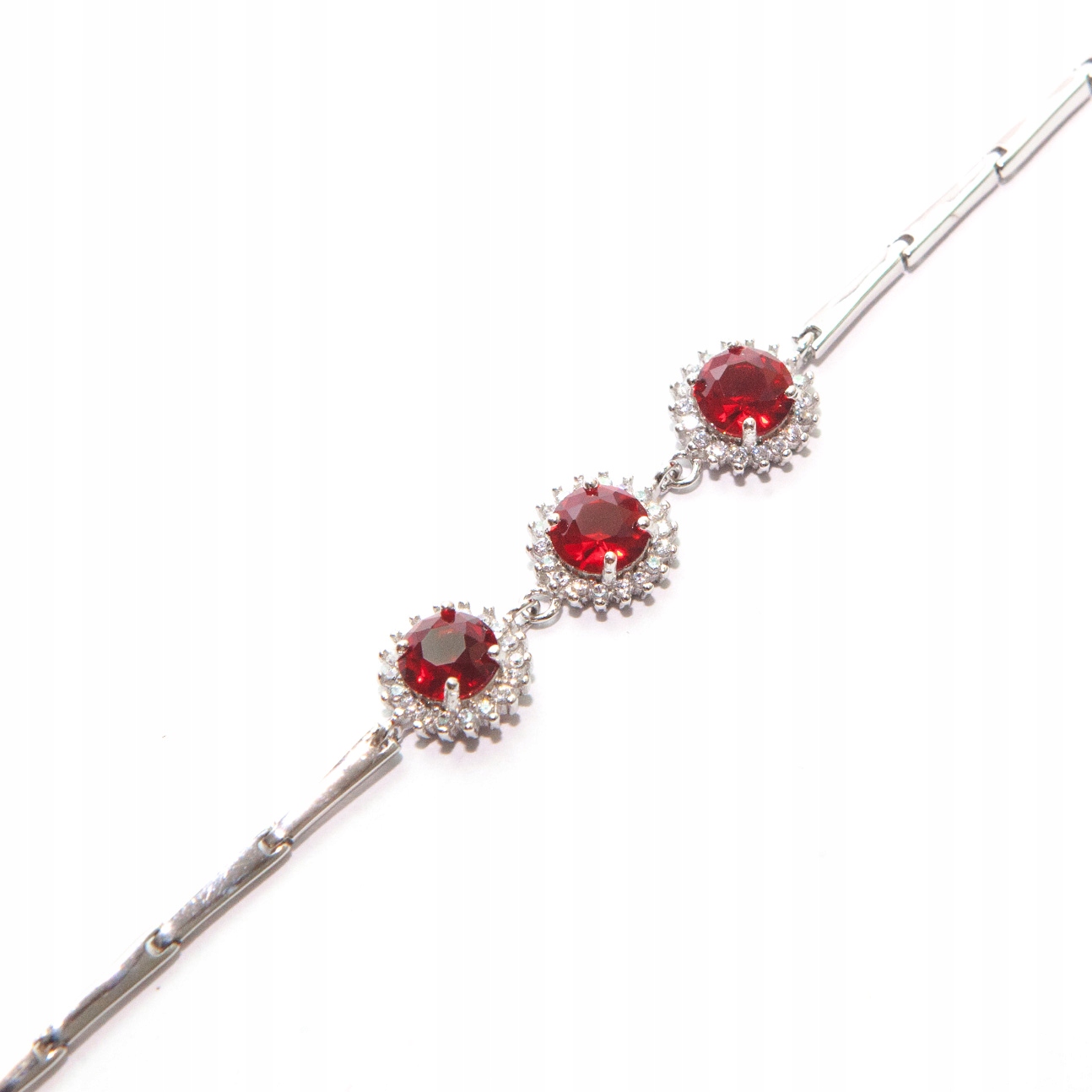 Stříbrný náramek se zirkony stříbro 925 zirkony kulaté červené