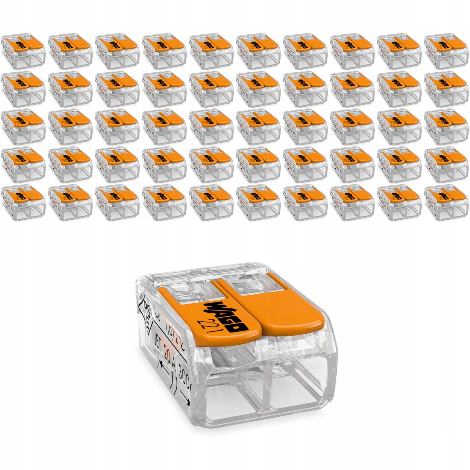 Set Rychlospojka 2 zásuvky 0,14-4 mm 221-412 upínací 50 Ks