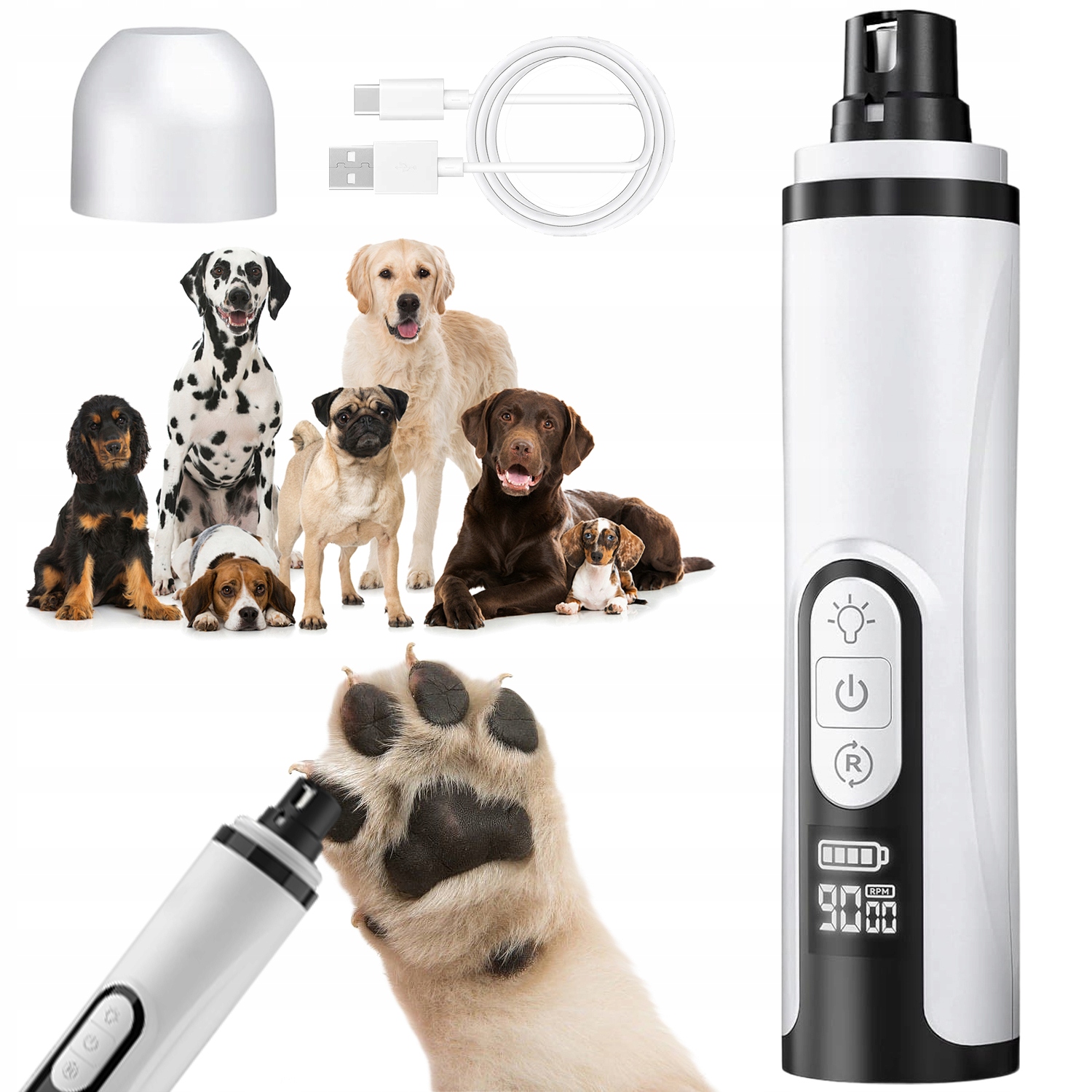 Levně Bruska na drápky pro psy – tichý vyžínač tlapek pro psy a kočky